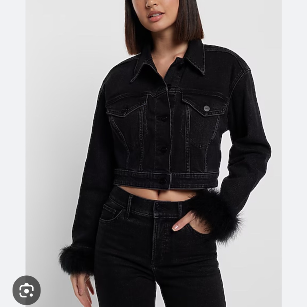 Express Denim Jacket with Fur Cuffs